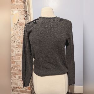 Vintage Jean for Joseph Le Bon Angora gray sequin and beaded sweater